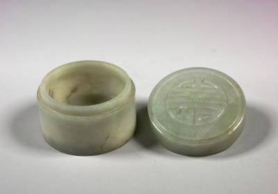 图片[2]-Jade round box with character of “shou (longevity)”, Qing dynasty (1644-1911)-China Archive